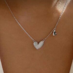 ⚠️Clearance Silver And White Heart Pendant Necklace